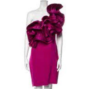 Fuchsia Marchesa Silk Mini Dress